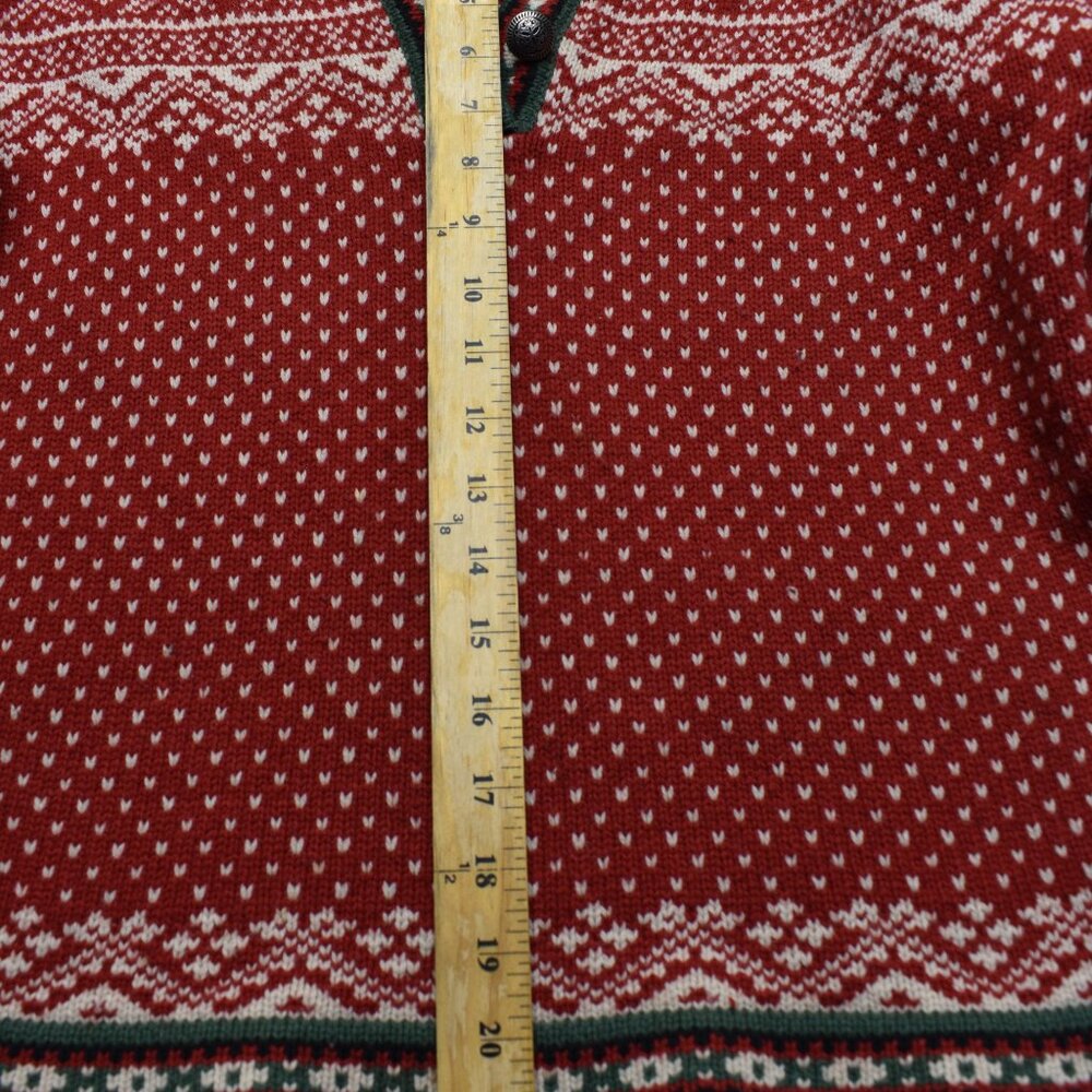 LL Bean Women’s vintage Fairisle red merino wool sweater Holiday Sz M - Picture 4 of 7